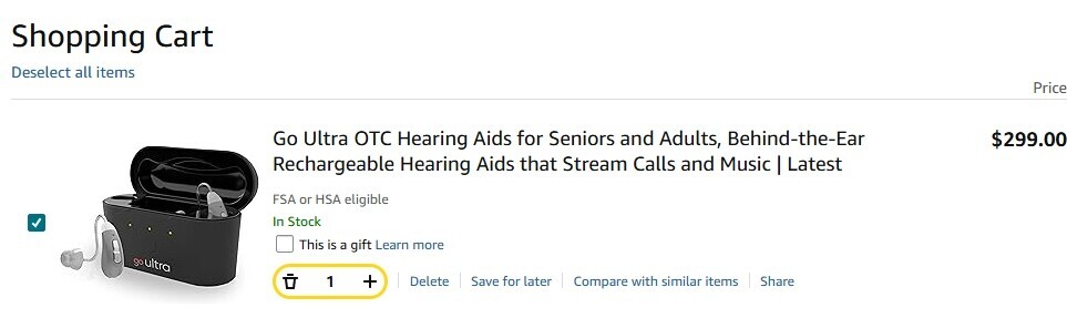 What is the price of the Go Ultra Otc hearing aid